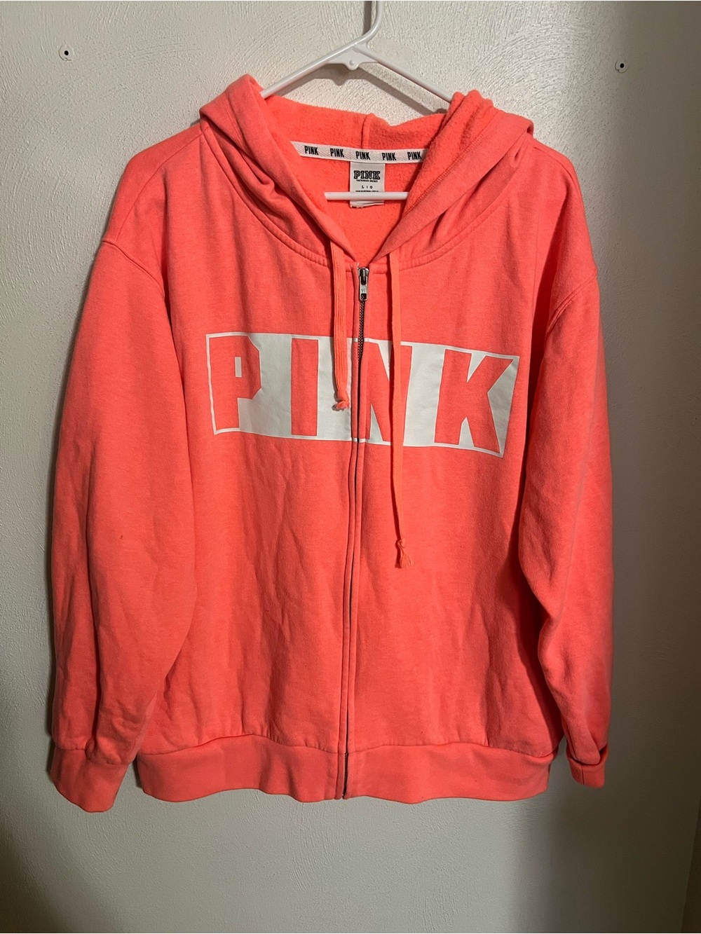 PINK VICTORIA'S SECRET Full Zip Lightweight Hoodie Jacket Orange White Women's L
